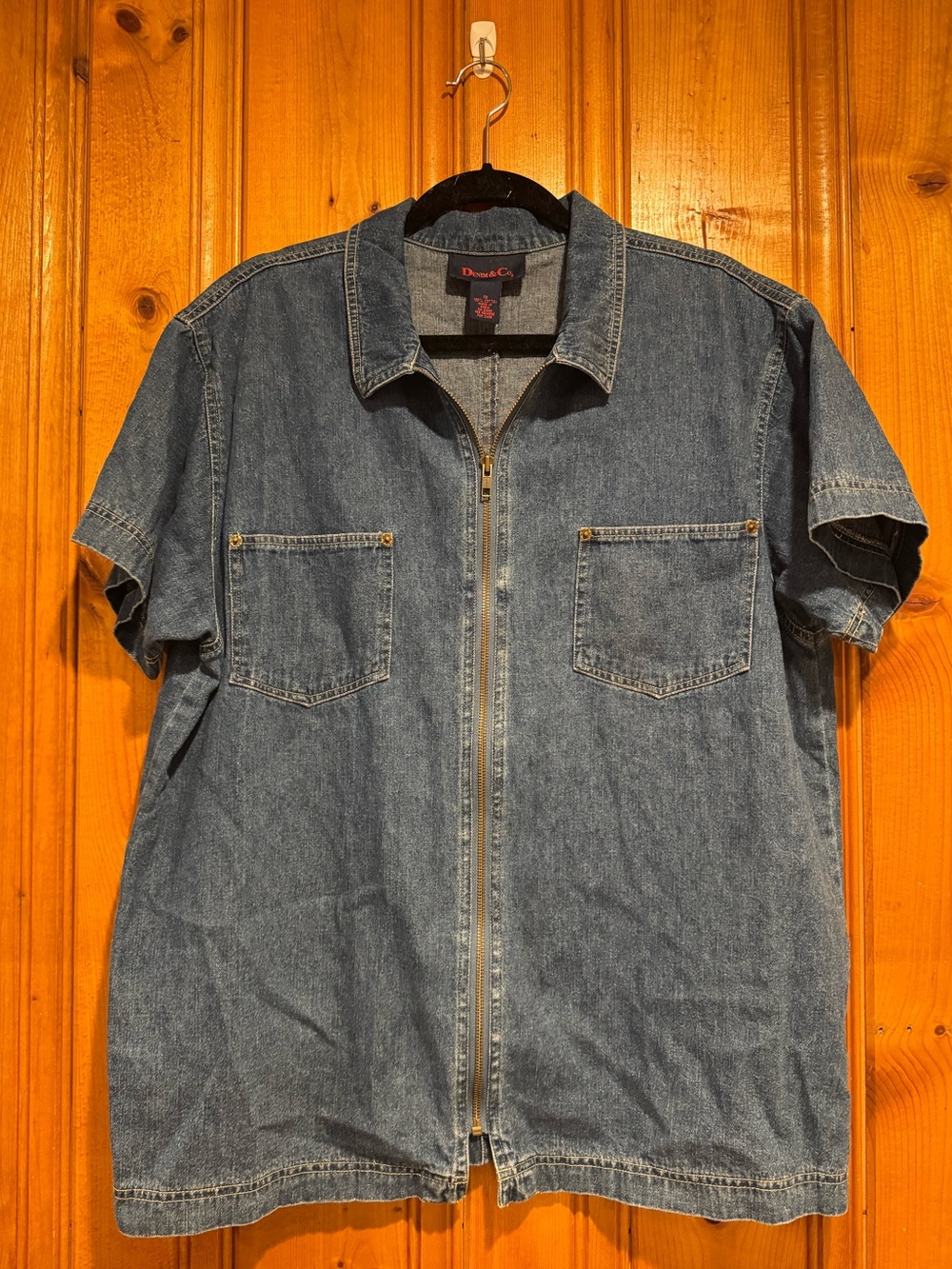 Denim & co zipup denim shirt